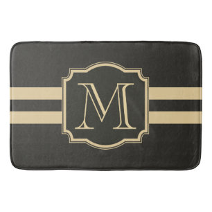 Svart och guld- Monogram Badrumsmatta