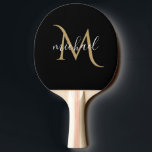 Svart och Guld Monogram Elegant Luxury Pingisracket<br><div class="desc">Klassisk lyxdesign för eleganter med svart och guld med monogram. Mallen har konfigurerats så du behöver bara lägga till ditt namn för att slutföra designen. Matchande tillbehör i butiken.</div>