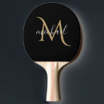 Svart och Guld Monogram Elegant Luxury Pingisracket<br><div class="desc">Klassisk lyxdesign för eleganter med svart och guld med monogram. Mallen har konfigurerats så du behöver bara lägga till ditt namn för att slutföra designen. Matchande tillbehör i butiken.</div>