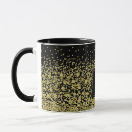 Svart och Guld Monogram Glitter Elegant kaffe Mugg