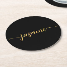 Svart Och Guld Monogram Namn Skrift Chic Signatur