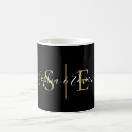 Svart Och Guld Monogram Skriptnamn Kaffemugg