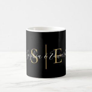Svart Och Guld Monogram Skriptnamn Kaffemugg