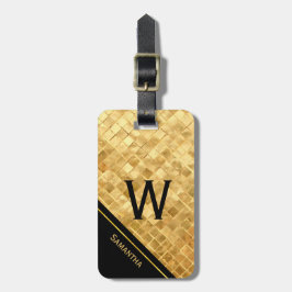 Svart och Guld monogrammed resgodsmärkning Bagagebricka