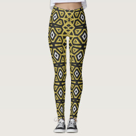 Svart och Guld Mönster Leggings ★ Funky Tribe I Ca
