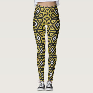 Svart och Guld Mönster Leggings ★ Funky Tribe I Ca