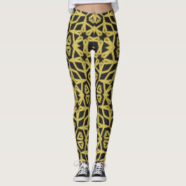 Svart och Guld Mönster Leggings ★ Funky Tribe II C