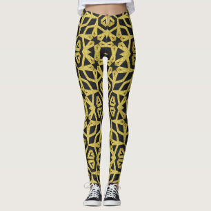 Svart och Guld Mönster Leggings ★ Funky Tribe II C