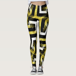 Svart och Guld Mönster Leggings ★ Funky Zebra II A