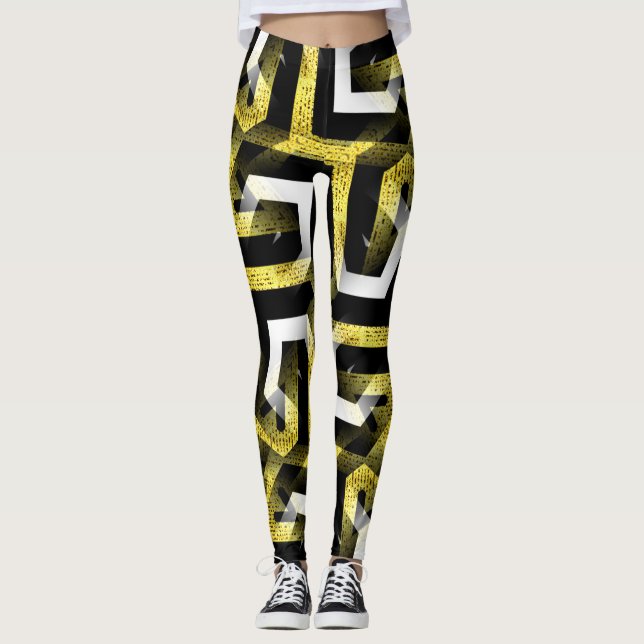 Svart och Guld Mönster Leggings ★ Funky Zebra II A (Framsida)