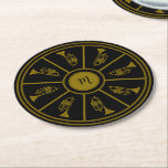 Svart och guld-motiv med trumpeter och ett monogra underlägg papper rund<br><div class="desc">Elegant svart och guld runt papper underlägg med basvaror och ett monogram i mitten. En underbar gåva till en jazz-musik älskare eller en trumpetspelare i ditt liv.</div>