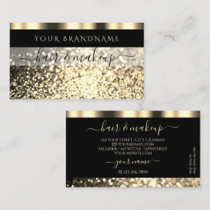 Svart och Guld-mousserande Glitter Glamous Visitkort