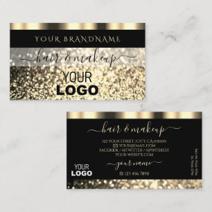 Svart och Guld-mousserande Glitter med Logotyp Visitkort