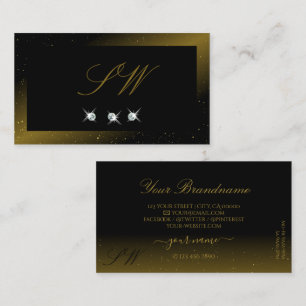 Svart och Guld-mousserande juveler Monogram Visitkort