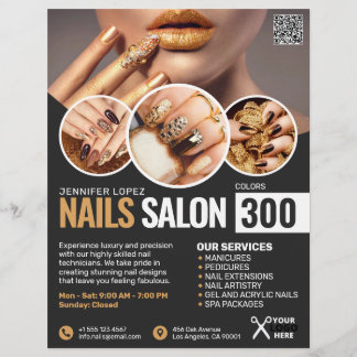 Svart och Guld Nail Salon flyer