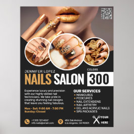 Svart och Guld Nail Salon, Makeup Artist Poster