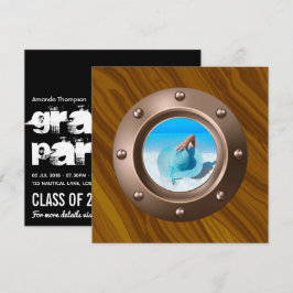 Svart och Guld Nautical Studenten Photo Inbjudningar