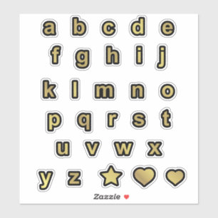 Svart och Guld Nedre Fodral-texten Brev-alfabet Klistermärken