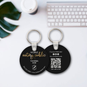 Svart och Guld-notär QR-Logotyp - Business Promo Nyckelring