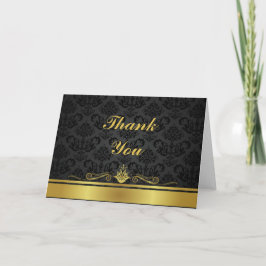 Svart och guld- Notecard för elegant Tack Kort