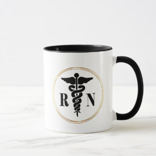 Svart och Guld Nurse Caduceus Symbol Mugg