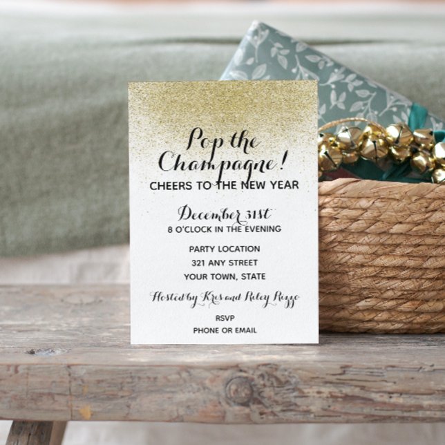 Svart och Guld Nyårsafton - inbjudan (Skapare uppladdad)