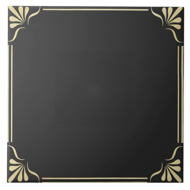 Svart och guld-ornatdesign kakelplatta (Framsidan)