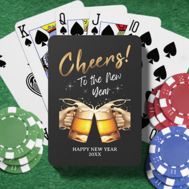Svart och Guld-ost till Nyårsafton Party 2024 Casinokort (Black & Gold Cheers to New Years Eve Party 2024 Playing Cards)