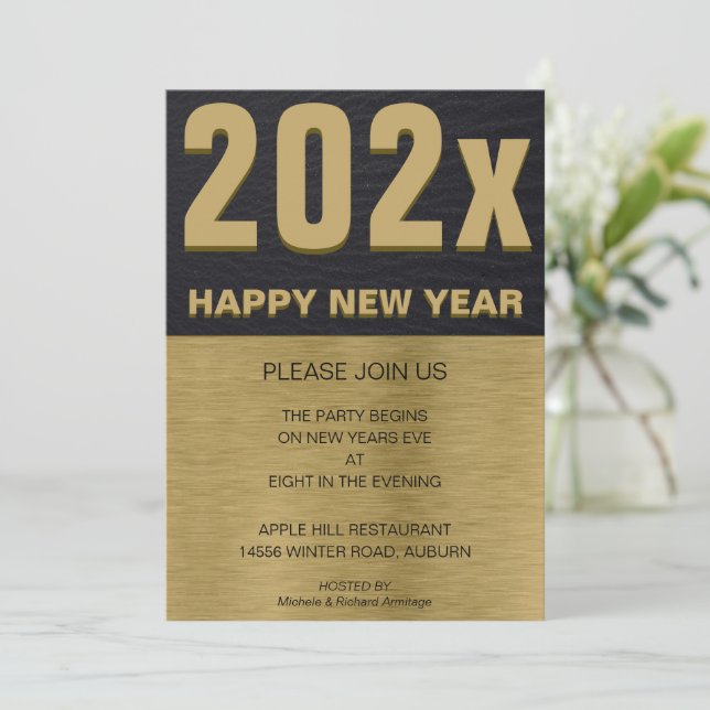 Svart och Guld-partiinbjudan Inbjudningar (Stående Fram)