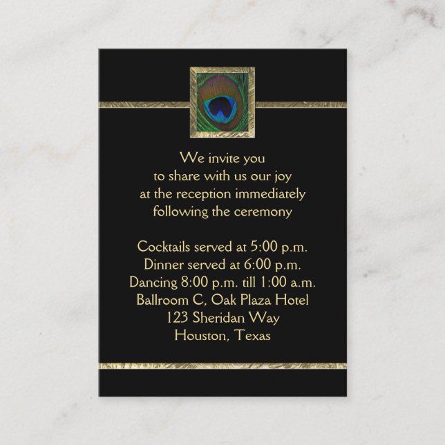 Svart och Guld-peacock Feather-kort Tilläggskort (Framsida)