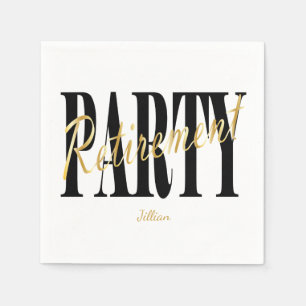 Svart och guld- pensionparty, beställnings- pappersservett