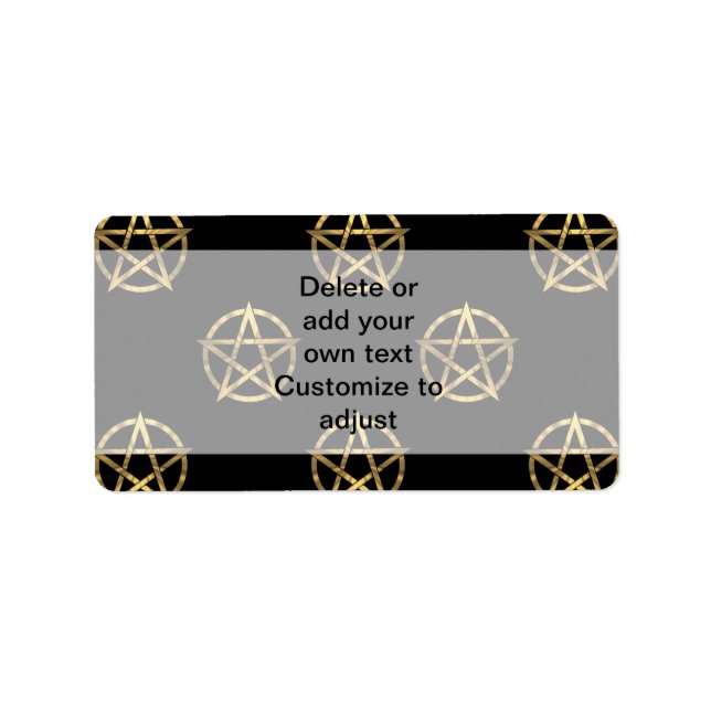Svart och guld pentagram adressetikett (Framsidan)