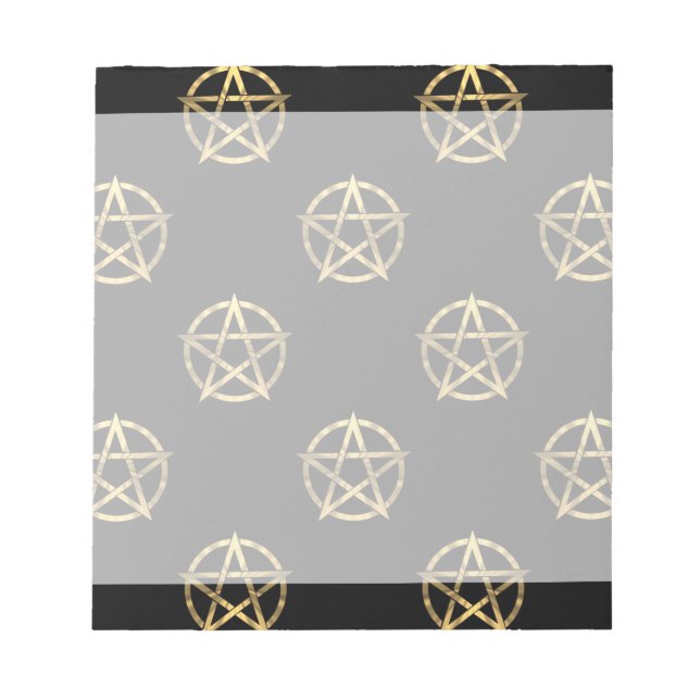Svart och guld pentagram anteckningsblock (Framsida)