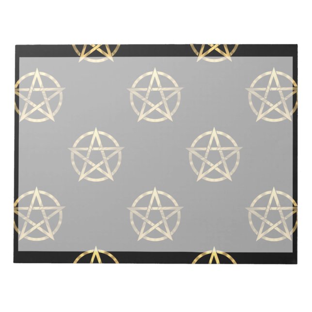Svart och guld pentagram anteckningsblock (Framsida)