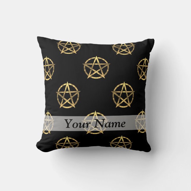 Svart och guld pentagram kudde (Framsida)
