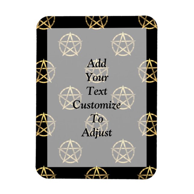 Svart och guld pentagram magnet (Vertikal)