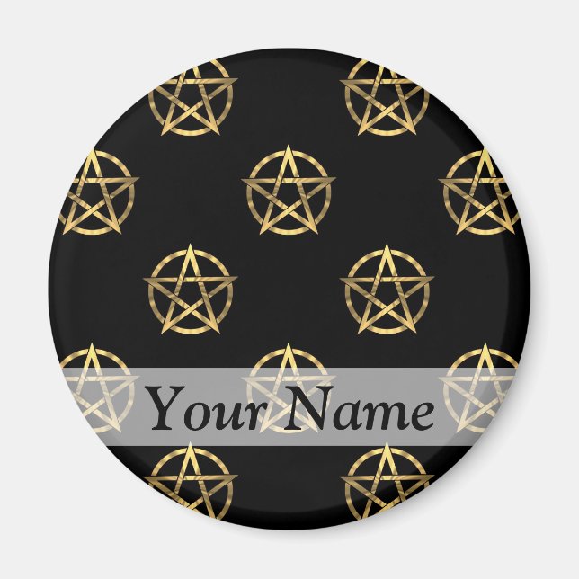 Svart och guld pentagram magnet (Framsidan)