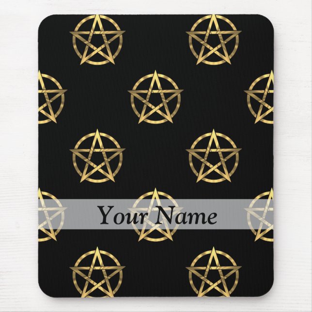 Svart och guld pentagram musmatta (Framsidan)