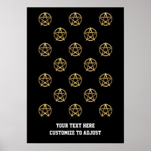 Svart och guld pentagram poster