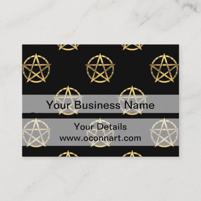 Svart och guld pentagram visitkort (Framsida)