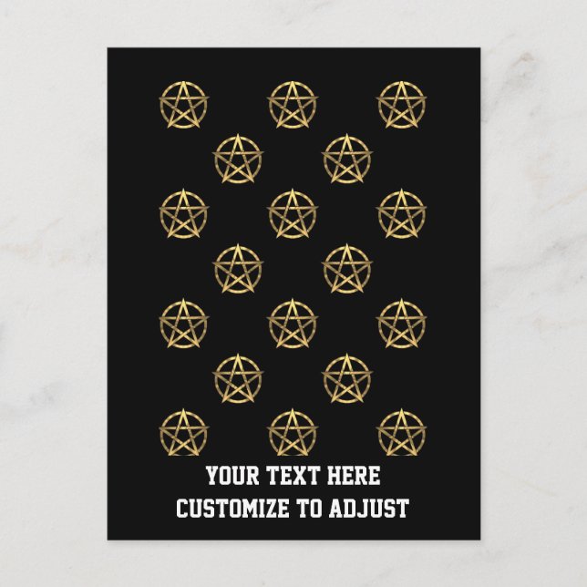 Svart och guld pentagram vykort (Framsida)