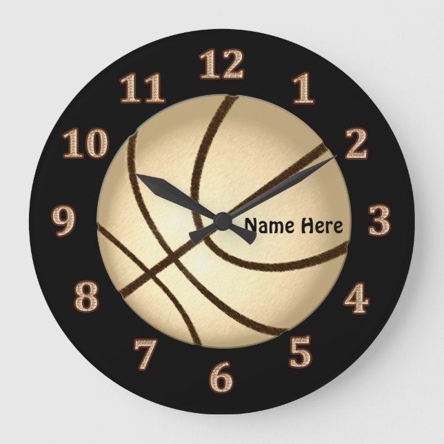 Svart och Guld Personlig Basketball Wall Clocks Stor Klocka (Framsida)
