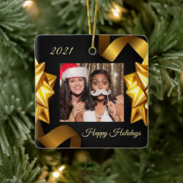 Svart och Guld Personlig - julprydnad Julgransprydnad Keramik