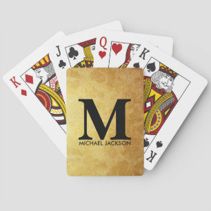 Svart och Guld Personlig Monogram Anpassat Namn Casinokort