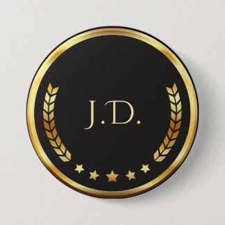 Svart och guld personlig monogram knapp