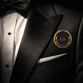Svart och guld personlig monogram knapp