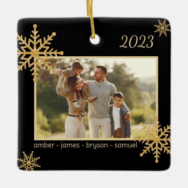 Svart och Guld Personlig Ornament med Bild (Framsida)