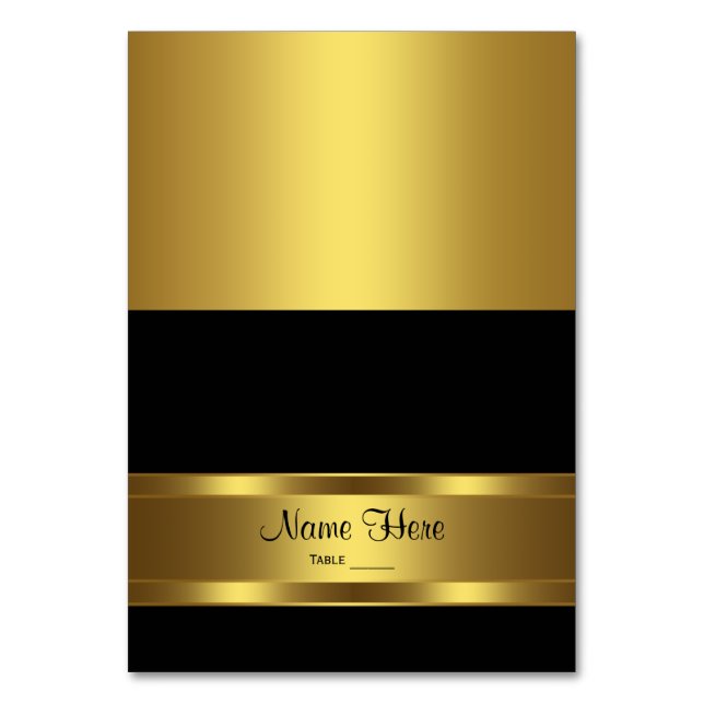 Svart- och Guld-platskort Bordsnummer (Framsidan)
