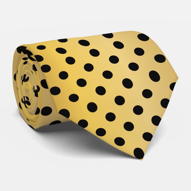 Svart och Guld Polka dots Mönster Slips (Rullad)