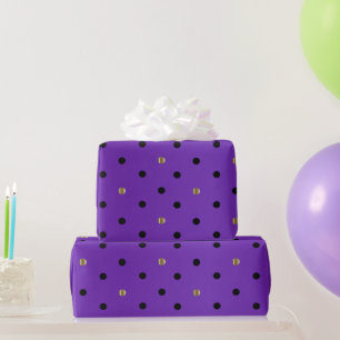 Svart och Guld Polka dots och Lila Satin Presentpapper